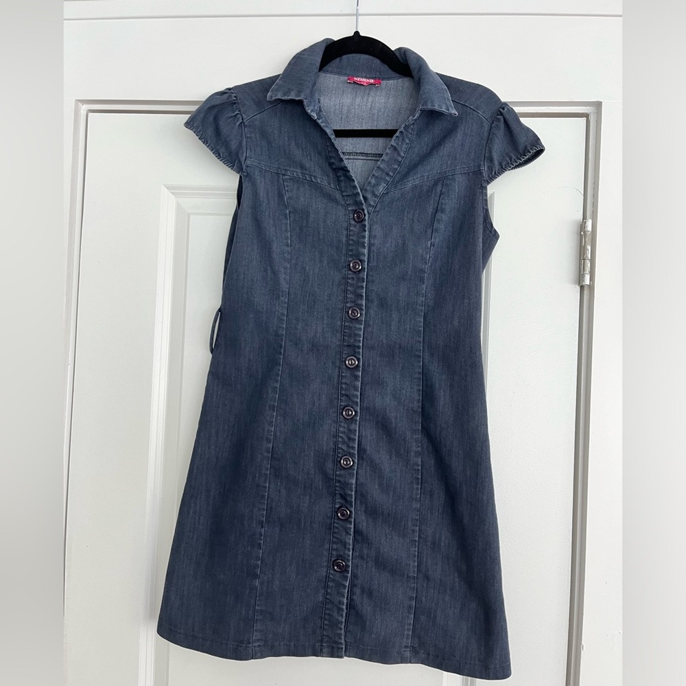 Shasta Brand Cute French Cuff Denim Jean Dress with Belt Loops
